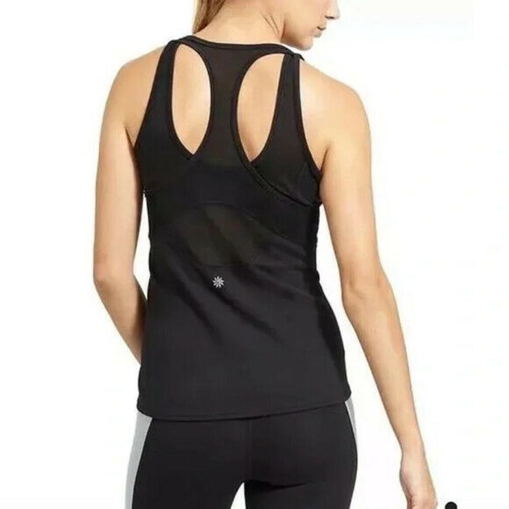 Athleta Inversion Tank Top S Black Racerback Mesh Wicking Breathable